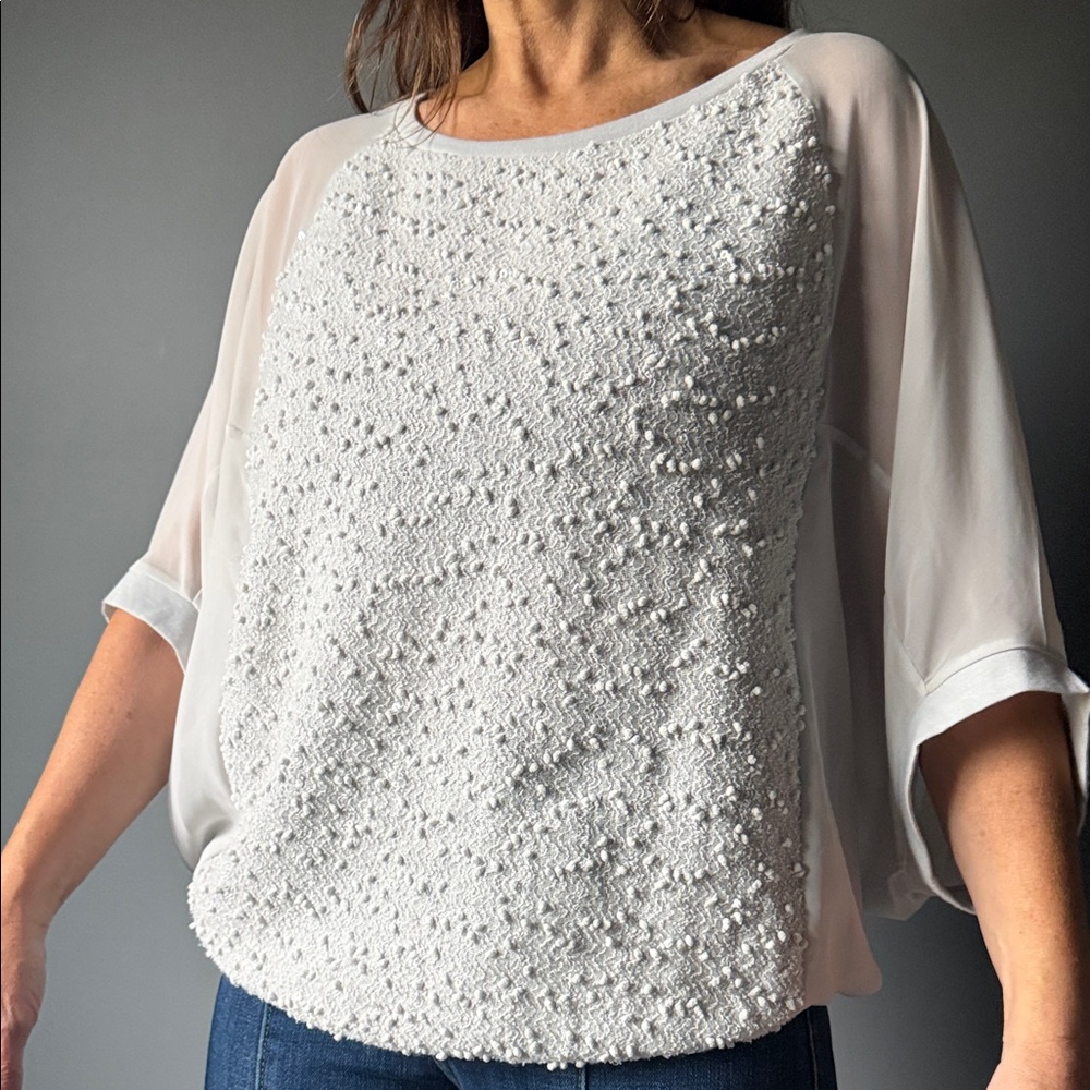Jennifer Lopez White Textured Blouse
